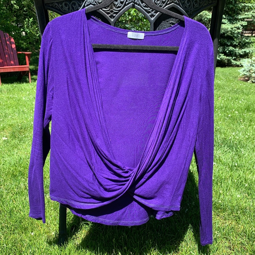 Deep Purple Low V- Opening Long Sleeve Top
